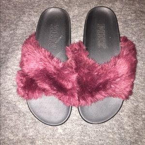 Victoria’s Secret Faux Fur Criss Cross Slides